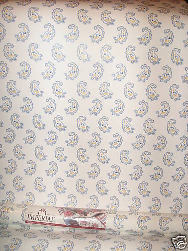 Vintage Imperial Wallpaper Yellow Gold Blue Small New  